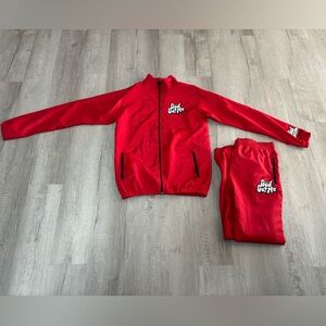 Red Track Jacket and Pants Set